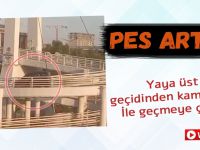 Yaya üst geçidinden kamyonet ile geçmeye çalıştı!