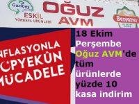 18 Ekim Perşembe günü Oğuz AVM'de tüm ürünlerde yüzde 10 indirim
