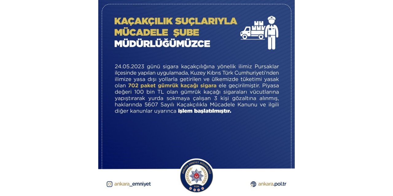 Gümrük kaçağı sigaraları Türkiye’ye sokmaya çalışan 3 kişi gözaltına alındı