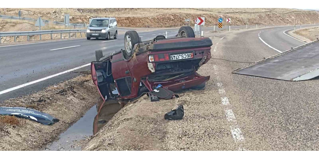 Otomobil takla attı, sürücüsü yaralandı