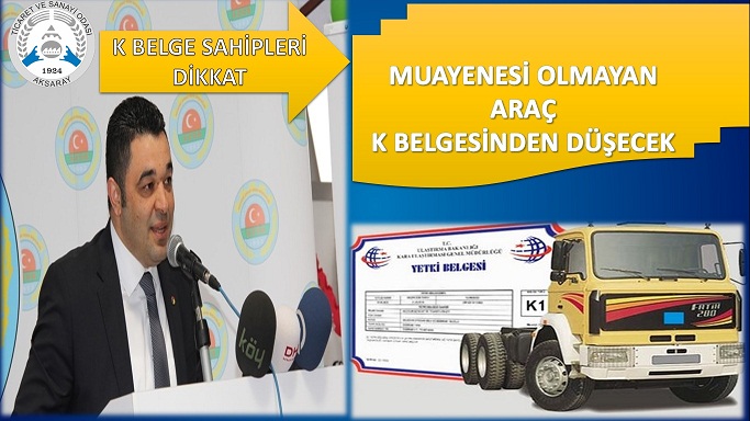 Muayeneden dolayı k belgesi düşmesi