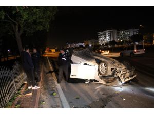 Otomobiliyle takla atan alkollü sürücü yaya olarak kaçtı