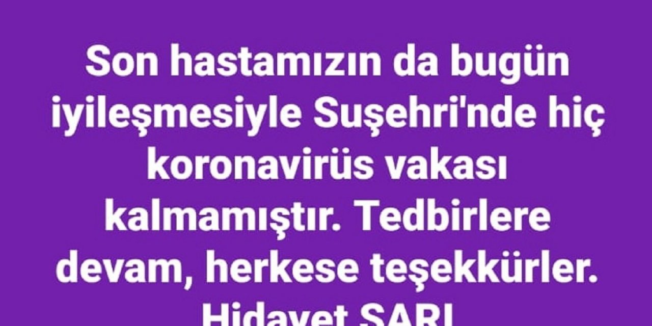 Sivas’ın 25 bin nüfuslu ilçesinde Covid-19 vakaları sıfırlandı