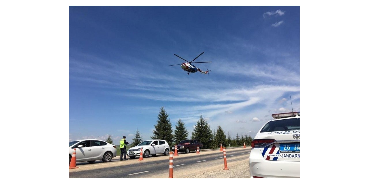 “Helikopter Destekli Trafik Denetimi” kurallara uymayan 27 sürücüye ceza