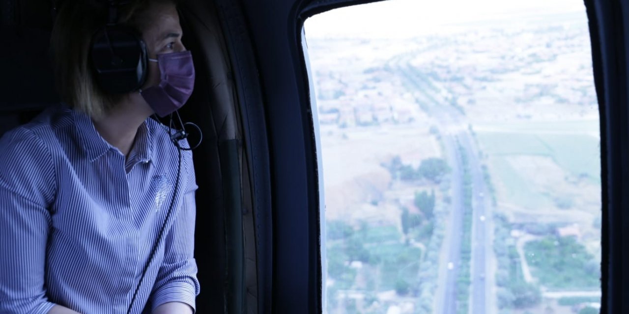 Nevşehir’de helikopterle trafik denetimi