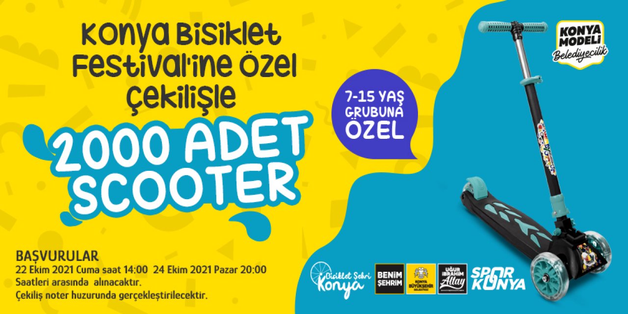 Konya Büyükşehir Belediyesi Çekilişle 2 Bin Çocuğa Scooter Verecek