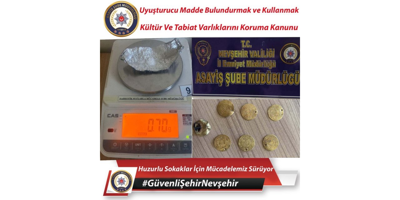 Şüpheli araçtan uyuşturucu ve tarihi eser çıktı