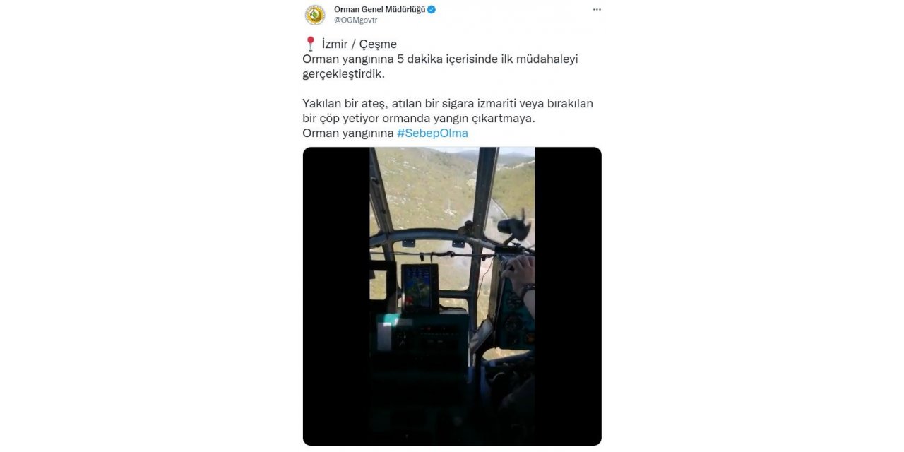 İzmir Çeşme’de çıkan orman yangınına ilk müdahale 5 dakikada yapıldı