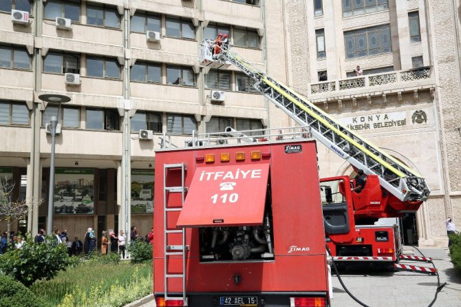 Konya Büyükşehir’den yangın tatbikatı