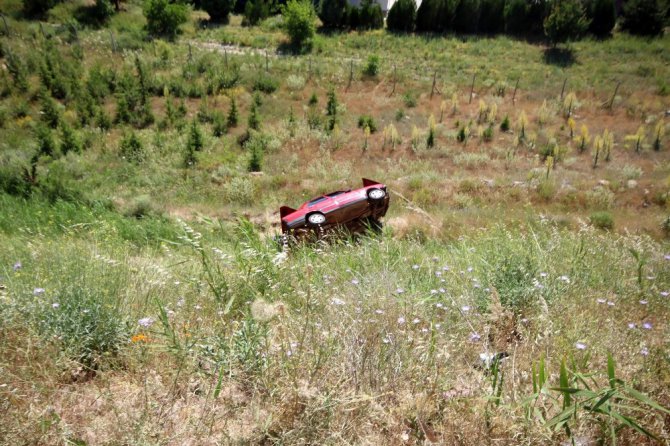 Kamelyaya çarpan otomobil 25 metrelik uçuruma yuvarlandı: 3 yaralı