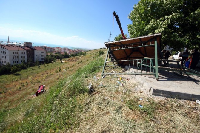 Kamelyaya çarpan otomobil 25 metrelik uçuruma yuvarlandı: 3 yaralı