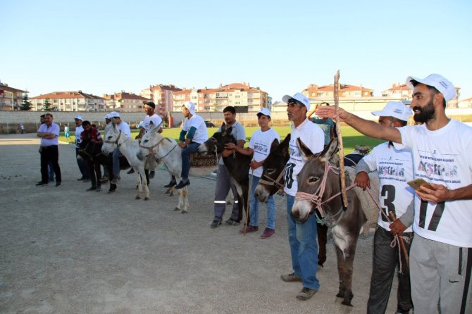 Eşeğe binme ve en güzel gözlü eşek yarışları yapıldı