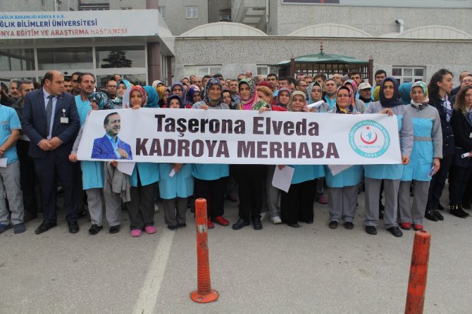 Konya’da taşeron işçilerin kadro sevinci