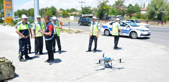 Aksaray’da drone ile trafik uygulaması