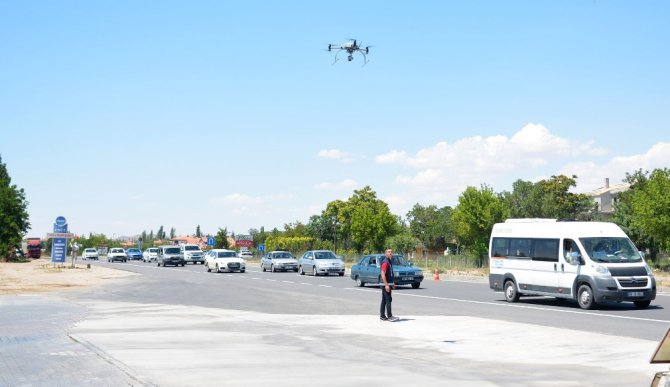 Aksaray’da drone ile trafik uygulaması