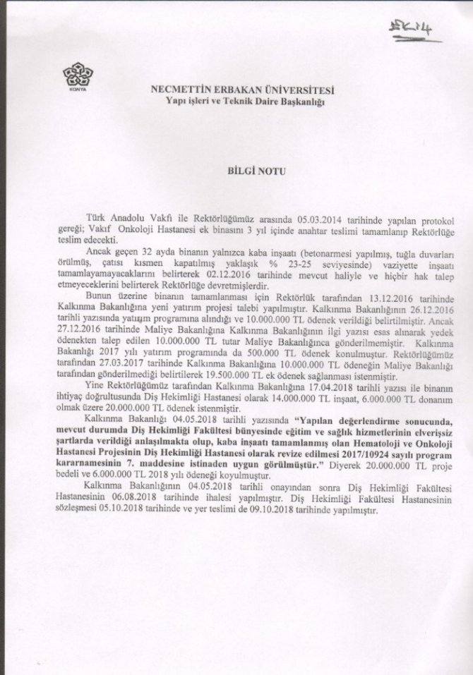 NEÜ’den bina hakkında açıklama