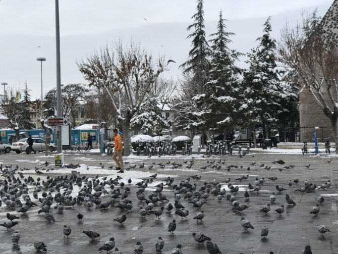 Konya’da kar manzarası havadan görüntülendi