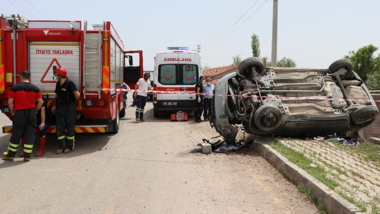 Aksaray’da otomobil takla attı: 1 ölü, 1 ağır yaralı