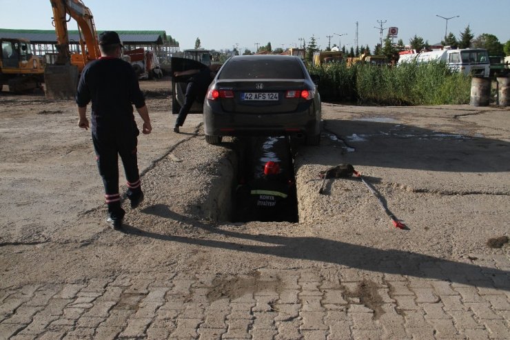 Park halindeki otomobile giren yılan paniğe yol açtı