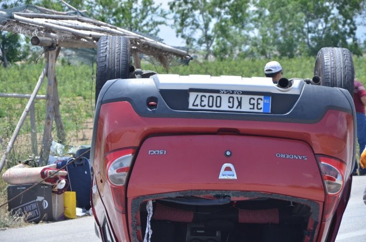 Kontrolden çıkan otomobil takla attı: 2 yaralı