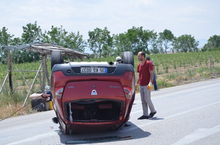Kontrolden çıkan otomobil takla attı: 2 yaralı