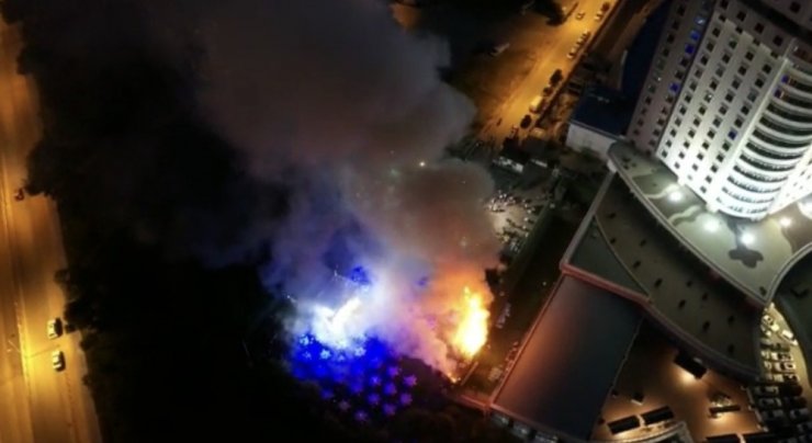 Konya’da otel bahçesinde yangın paniği