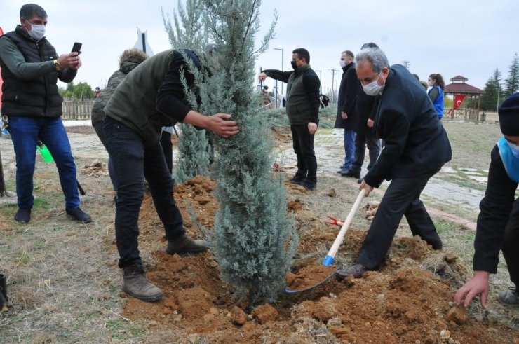 Akşehir’de 54 şehit için 54 fidan toprakla buluşturuldu