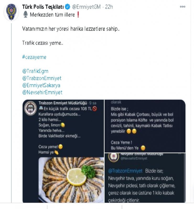 Konya Emniyetinden "ceza yeme etli ekmek ye" mesajı