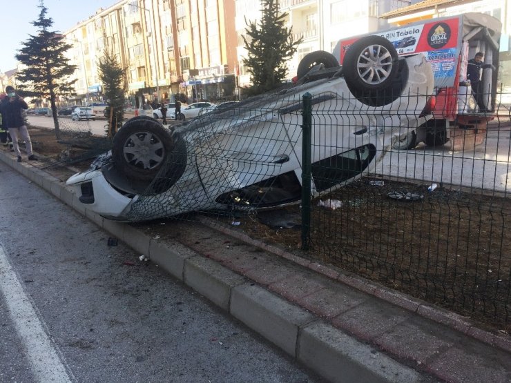 Konya’da otomobil takla attı: 1 yaralı