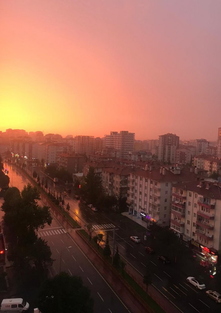 Kayseri gün batımında kızıla boyandı, kartpostallık görüntüler ortaya çıktı