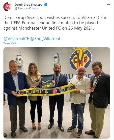 Sivasspor, Villarreal’e başarılar diledi