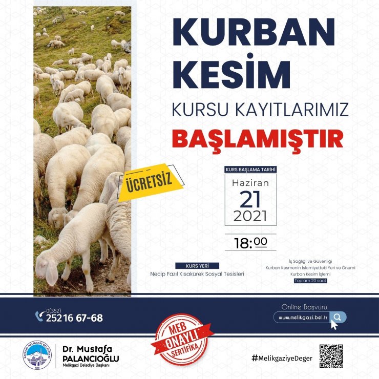 Melikgazi’de kurban kesim kursu kayıtları başladı
