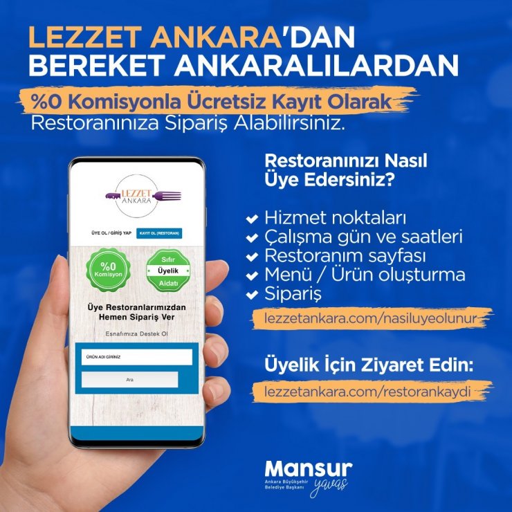 Ankara Büyükşehir’den esnafa sıfır komisyonlu “Lezzet Ankara” uygulaması
