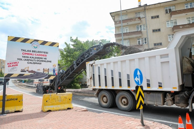 Talas Çimenli Caddesi’nde yenileme çalışması