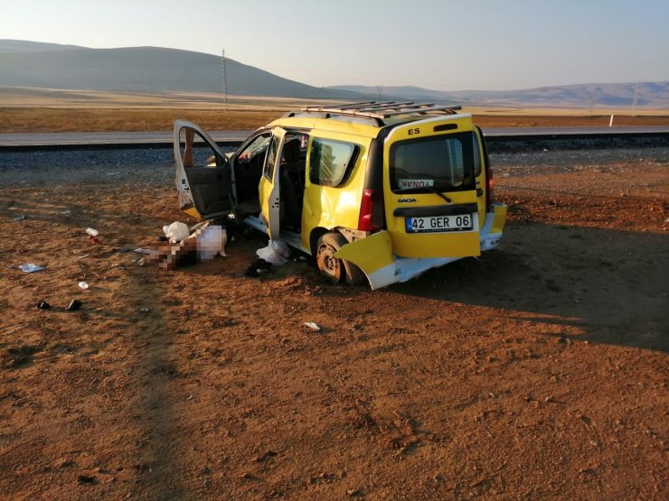 Konya’da ticari taksi şarampole devrildi: 1 ölü, 5 yaralı