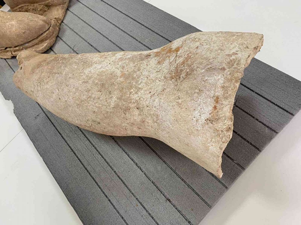 Çiftçi, nadas yaparken pulluğa heykel takıldı