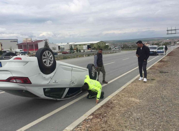 Konya’da otomobil takla attı: 1 yaralı