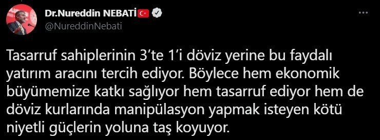 Bakan Nebati: “Kur Korumalı TL Mevduat hesabını haksızca eleştirenlerin iyi niyetinden şüphe ediyorum”