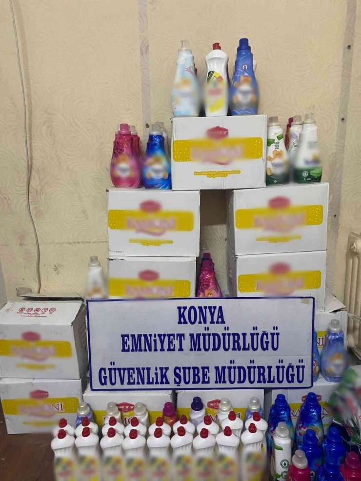 Konya’da sahte deterjan üreten depoya baskın