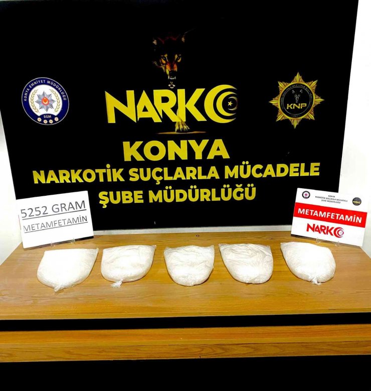 Konya’da stepneye zulalı 5 kilo 252 gram uyuşturucu ele geçirildi