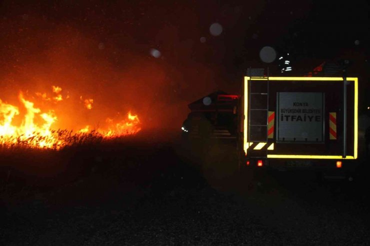 Beyşehir Gölü kıyısında 12 farklı noktada çıkan sazlık yangını söndürüldü