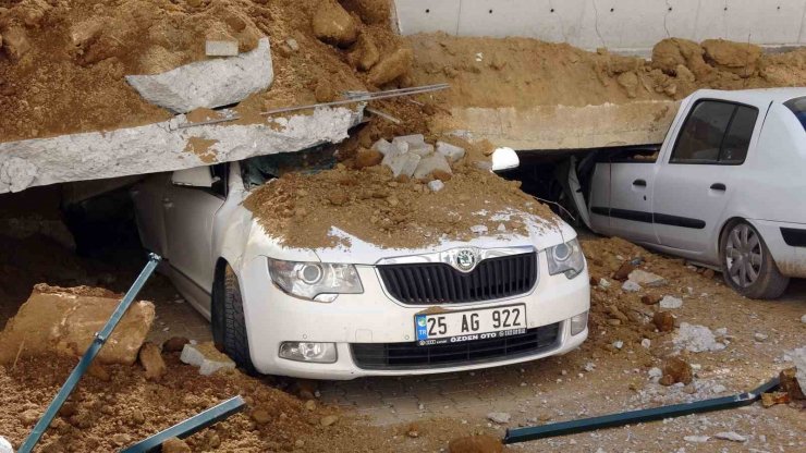 Yozgat’ta çöken istinat duvarının oluşturduğu hasar dron ile görüntülendi
