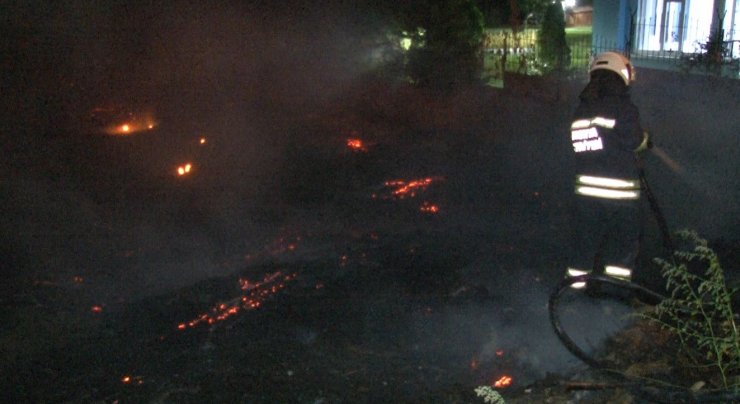 Arazide başlayan yangın evlere sıçramadan söndürüldü