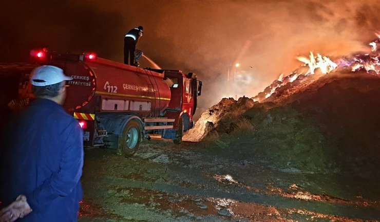 Çankırı’da 6 bin saman balyası küle döndü