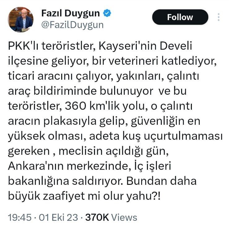 Ankara’daki saldırı girişiminin ardından Bakan Yerlikaya’la ilgili açıklama yapan gazeteci gözaltına alındı