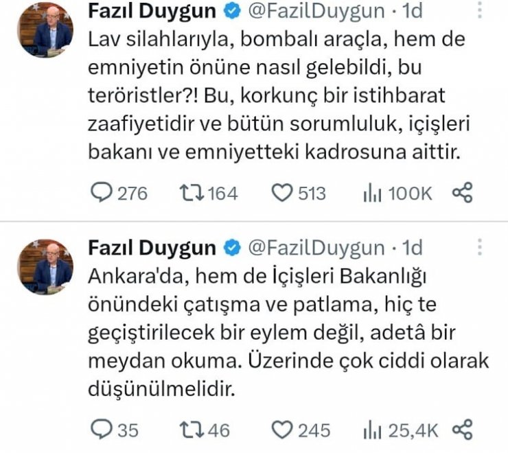 Ankara’daki saldırı girişiminin ardından Bakan Yerlikaya’la ilgili açıklama yapan gazeteci gözaltına alındı