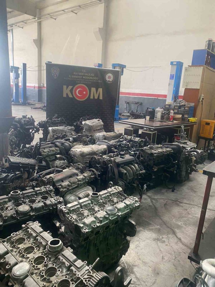 Kayseri’de 3 milyon TL’lik 30 adet kaçak otomobil motoru ele geçirildi