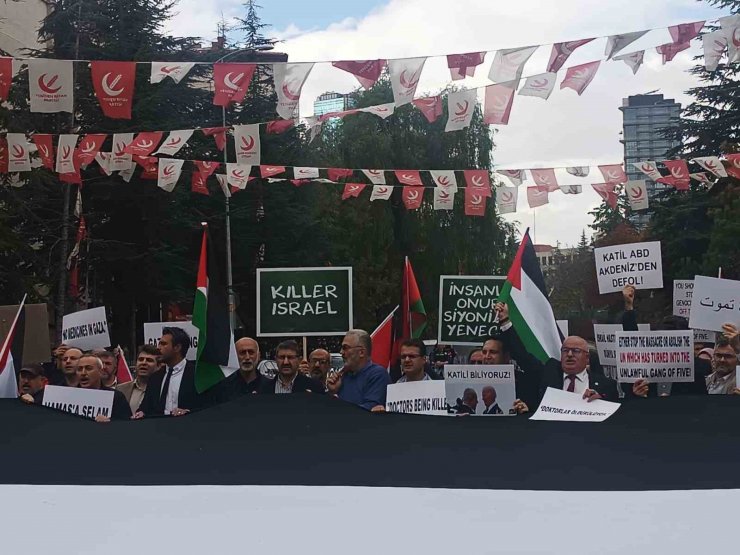 Dışişleri Bakanlığı önünde ABD’li Bakan Blinken’e Filistin protestosu