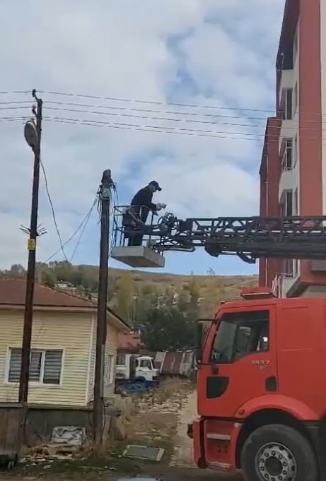 Sivas’ta İtfaiye ekipleri, yaramaz kedi için seferber oldu