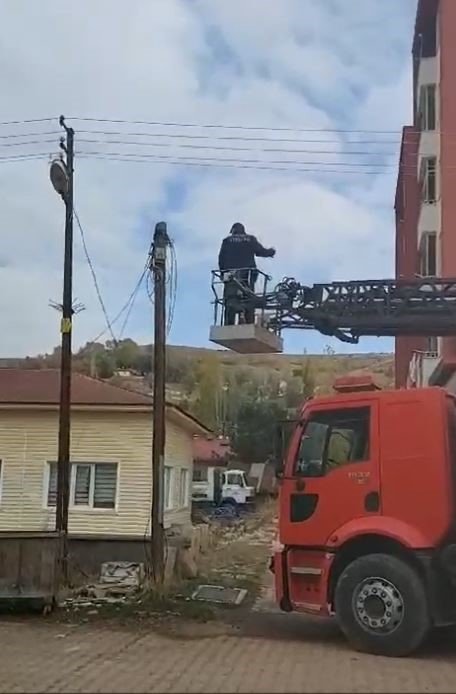 Sivas’ta İtfaiye ekipleri, yaramaz kedi için seferber oldu